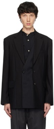 Feng Chen Wang Black Deconstruction Patchwork Blazer