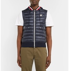 Moncler - Slim-Fit Quilted Shell and Loopback Cotton-Jersey Hooded Gilet - Blue