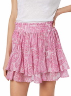 MC2 Saint Barth Woman Paisley Silk Voile Ruffled Mini Skirt Eivissa