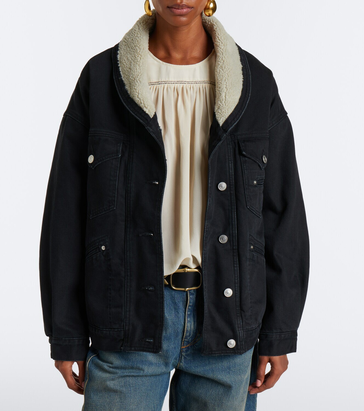 Isabel Marant Pimia fleece-trimmed denim jacket