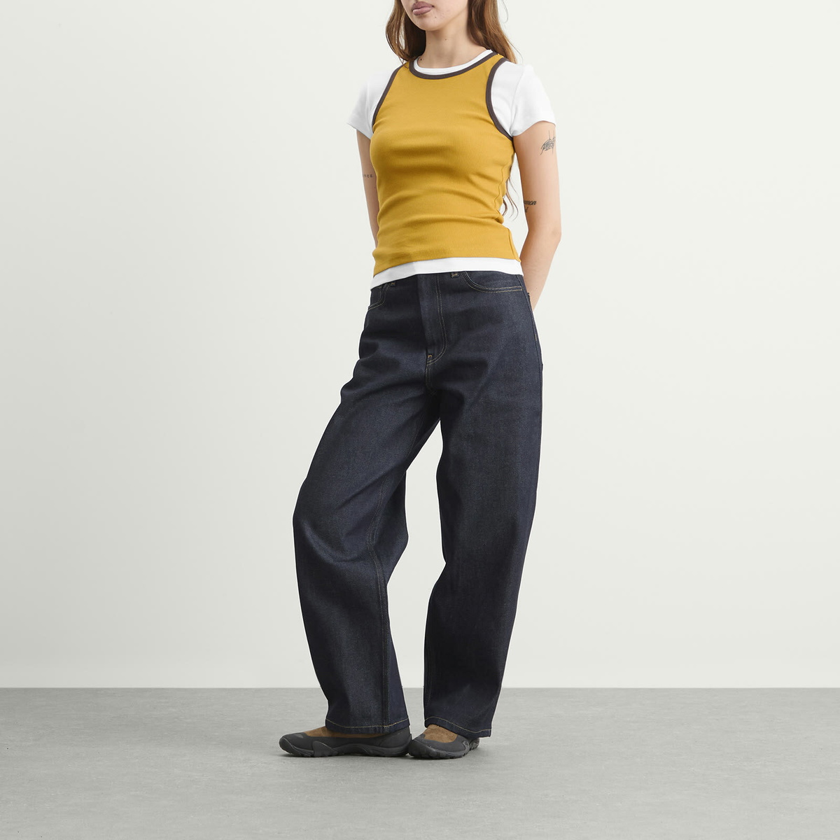 Damson Madder Women's Manon Layered T-Shirt in Yellow