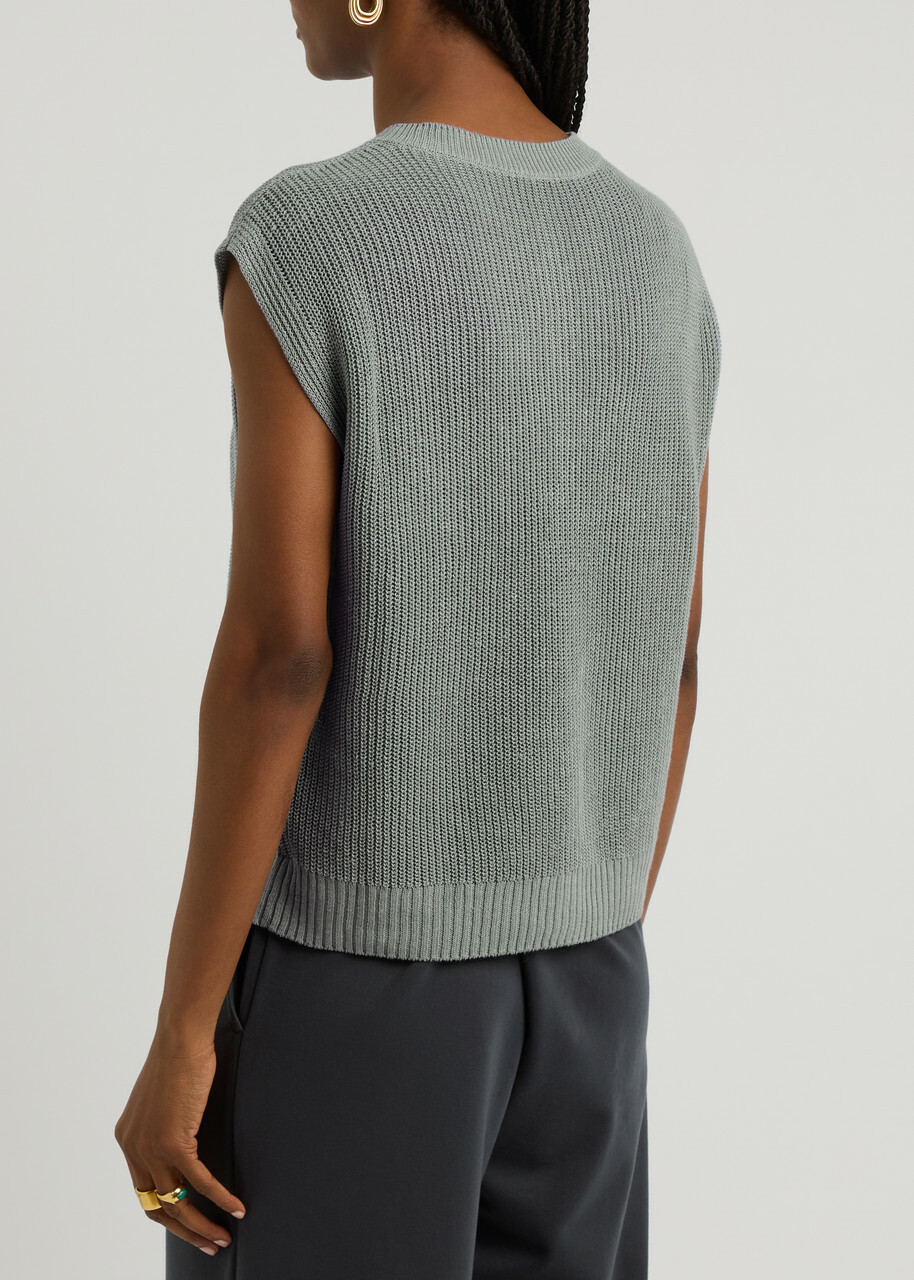 Eileen Fisher Ribbed Linen-blend Vest Light Grey