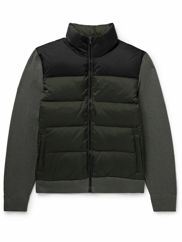 Photo: James Perse - Colour-Block Panelled Wool and Cashmere-Blend and Quilted Shell Down Jacket - Black