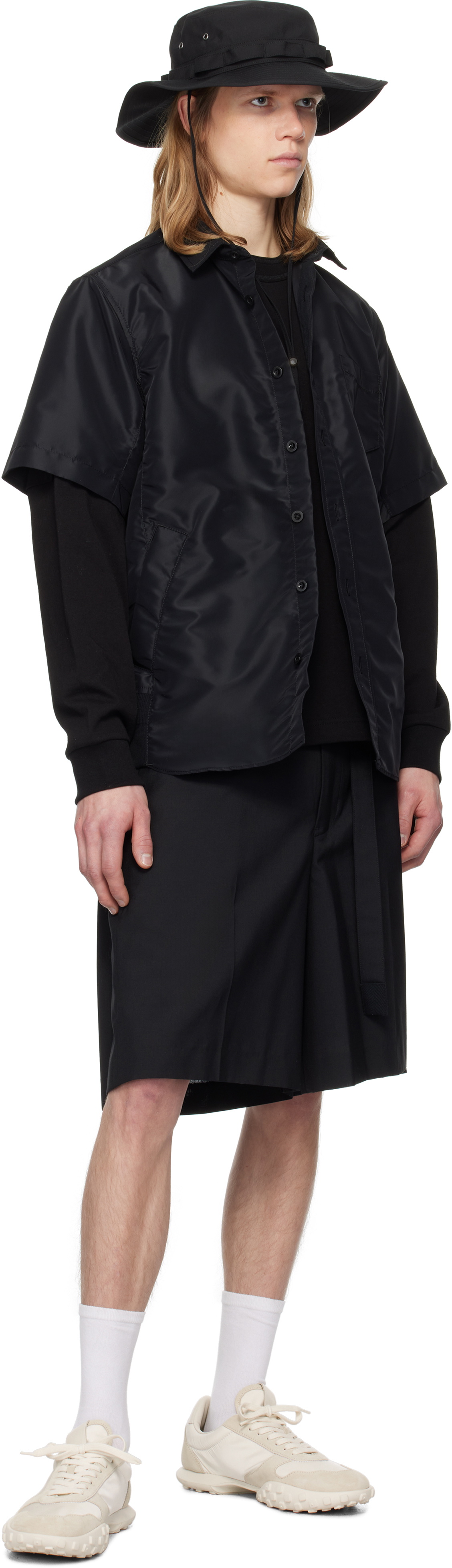 sacai Black Nylon Twill Shirt Sacai