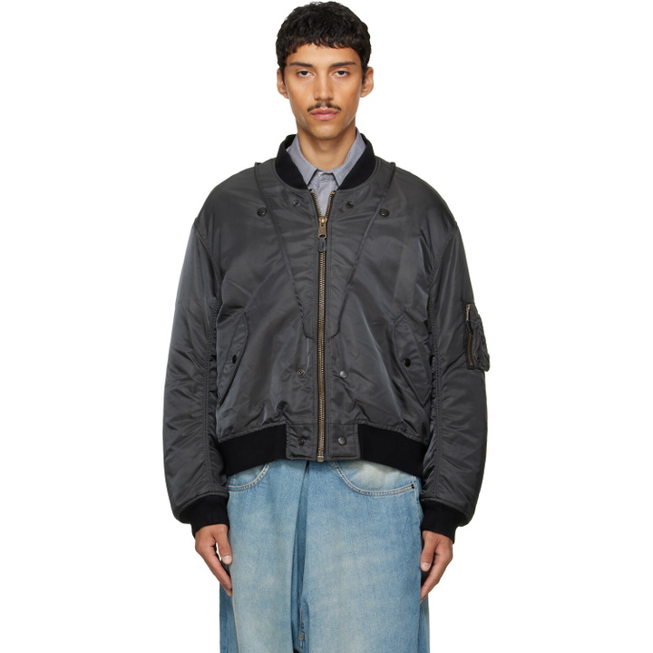 Photo: Maison Margiela Gray & Black Reversible Bomber Jacket