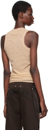 Blumarine Beige Rhinestone B Monogram Tank Top