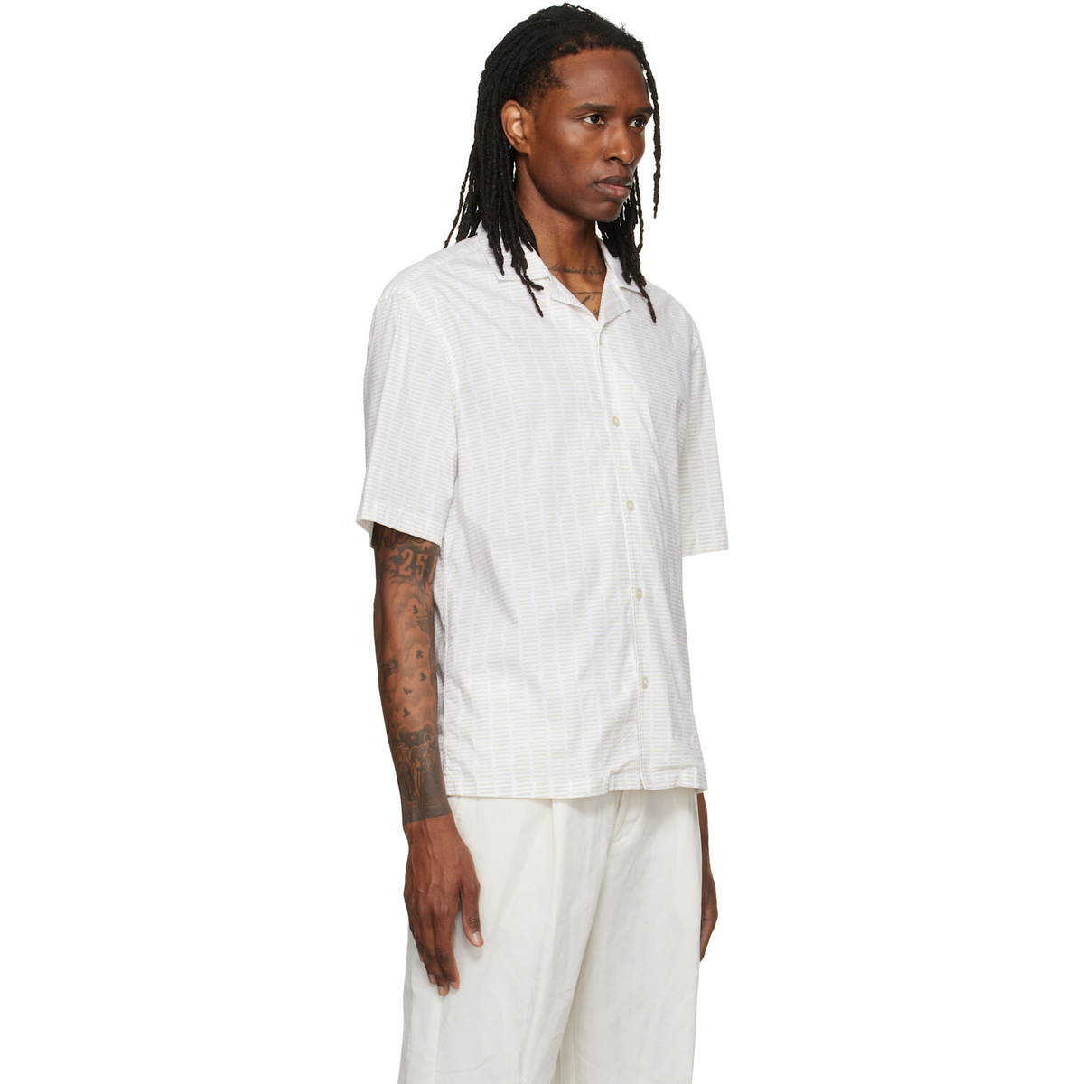 BOSS White & Beige Striped Shirt