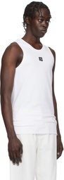 Balmain White 'PB' Embroidered Tank Top