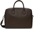 BOSS Brown Logo Lettering Grained Briefcase