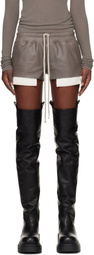 Rick Owens Gray Temple Fog Leather Shorts