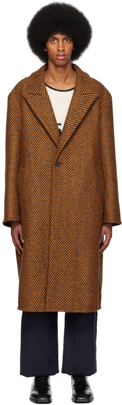 Photo: Jil Sander Orange & Black Single-Breasted Coat