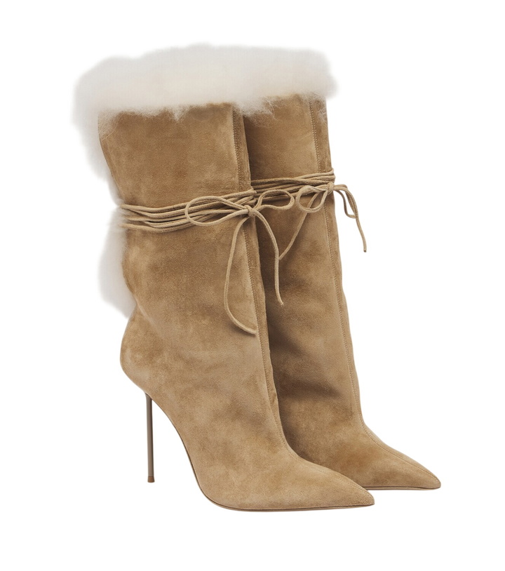 Photo: Paris Texas Lidia shearling-trimmed suede ankle boots