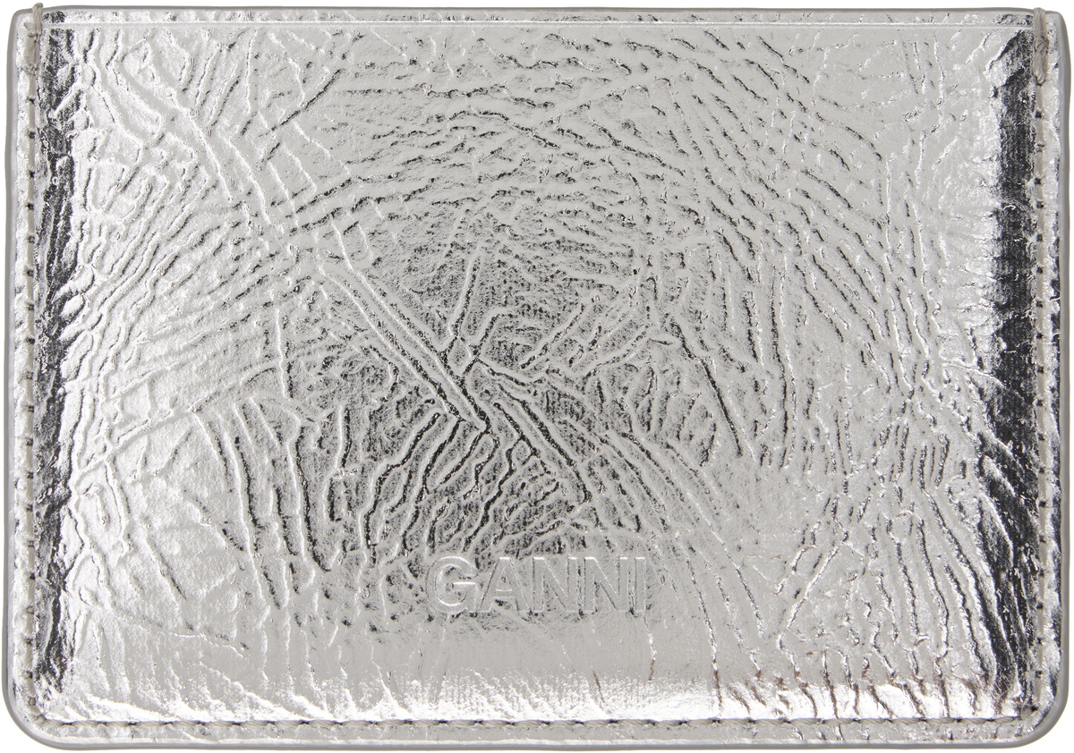 GANNI Silver Metallic Bou Card Holder