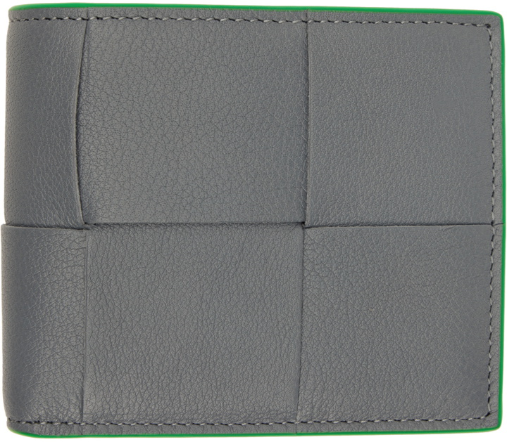 Photo: Bottega Veneta Gray & Green Bi-Fold Wallet