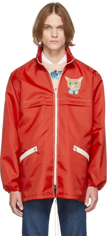 Photo: Gucci Red Canvas Cat Patch Jacket