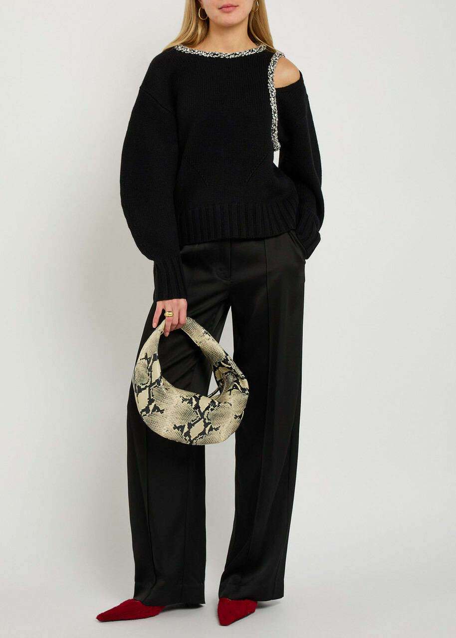 Simkhai Monroe Crystal-embellished Wool-blend Jumper Black