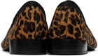 Repetto Tan & Black Michael Animal Print Rubber Sole Loafers