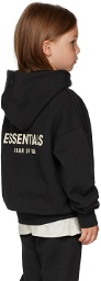 Essentials Kids Black Logo Hoodie