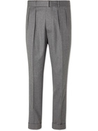 OFFICINE GÉNÉRALE - Pierre Tapered Pleated Pinstriped Wool-Flannel Suit Trousers - Gray