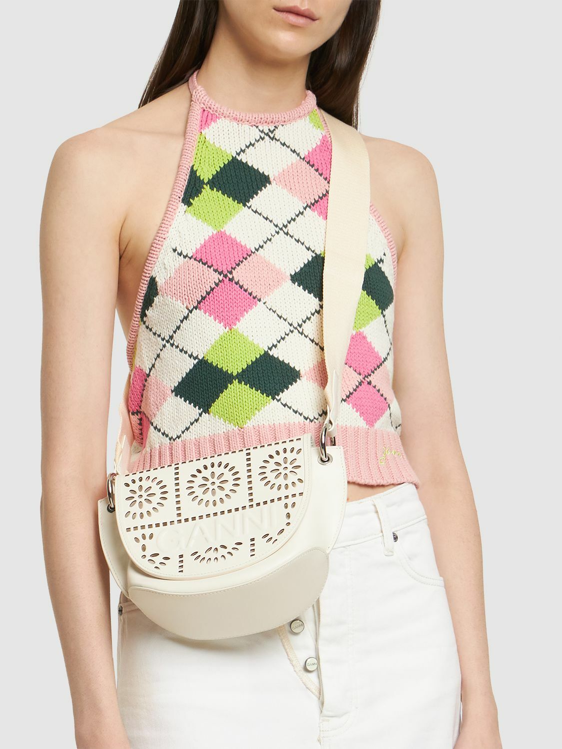 GANNI - Banner Perforated Saddle Bag GANNI