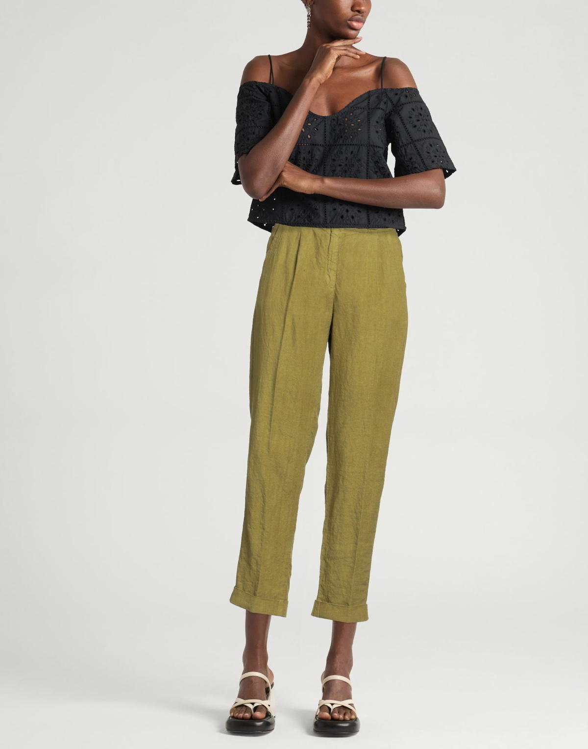 Massimo Alba Womens Pants Military in Green