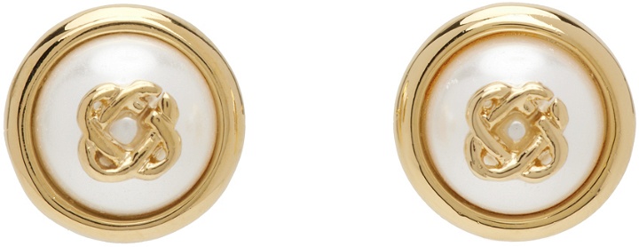 Photo: Casablanca Gold Pearl Logo Stud Earrings