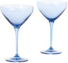 Estelle Colored Glass Blue Martini Glass Set