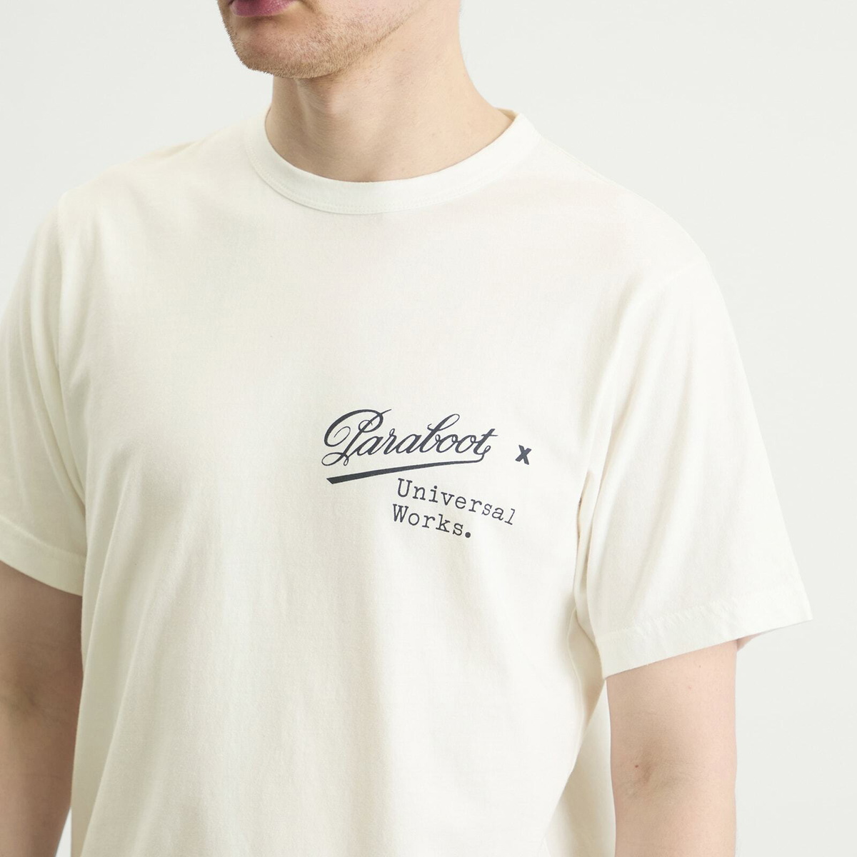 Universal Works Men's x Paraboot Jersey Print T-Shirt in Ecru
