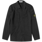 Stone Island Men's Garment Dyed Pocket Detail Zip Overshirt in Black