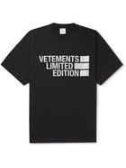 VETEMENTS - Oversized Logo-Print Cotton Jersey T-Shirt - Black