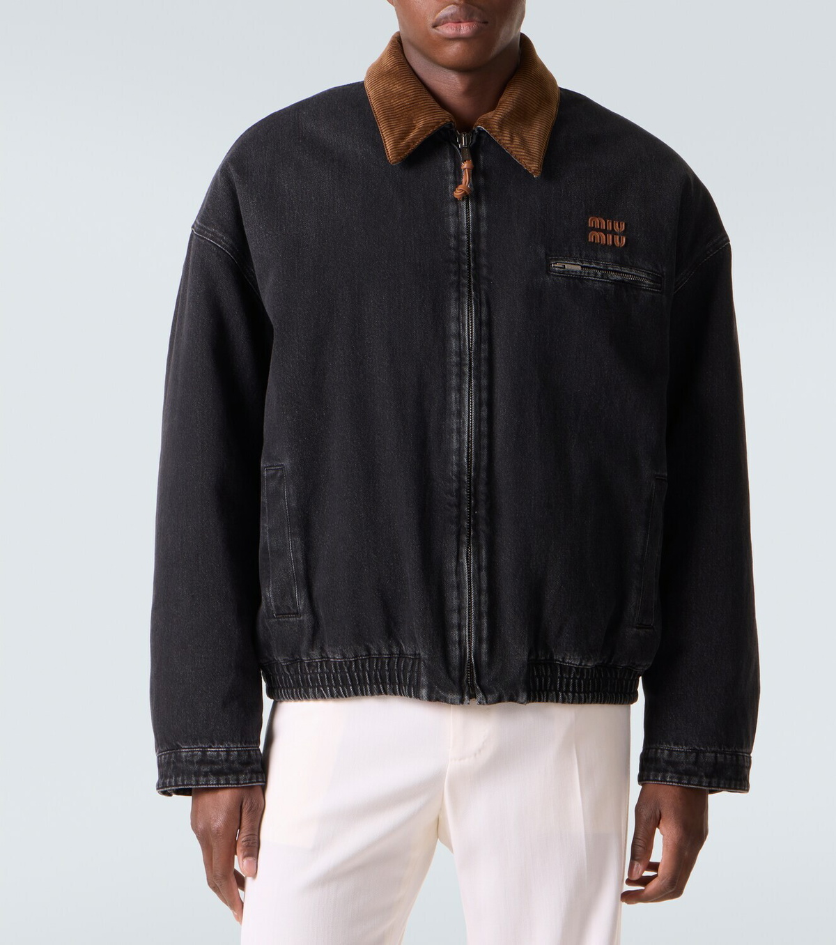 Miu Miu Corduroy-trimmed denim blouson jacket