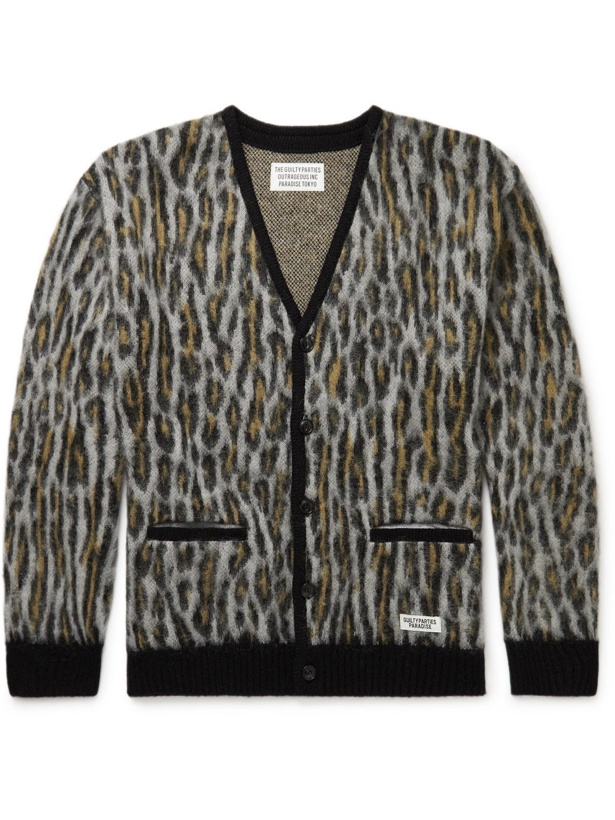 Photo: Wacko Maria - Leopard-Jacquard Knitted Cardigan - Gray