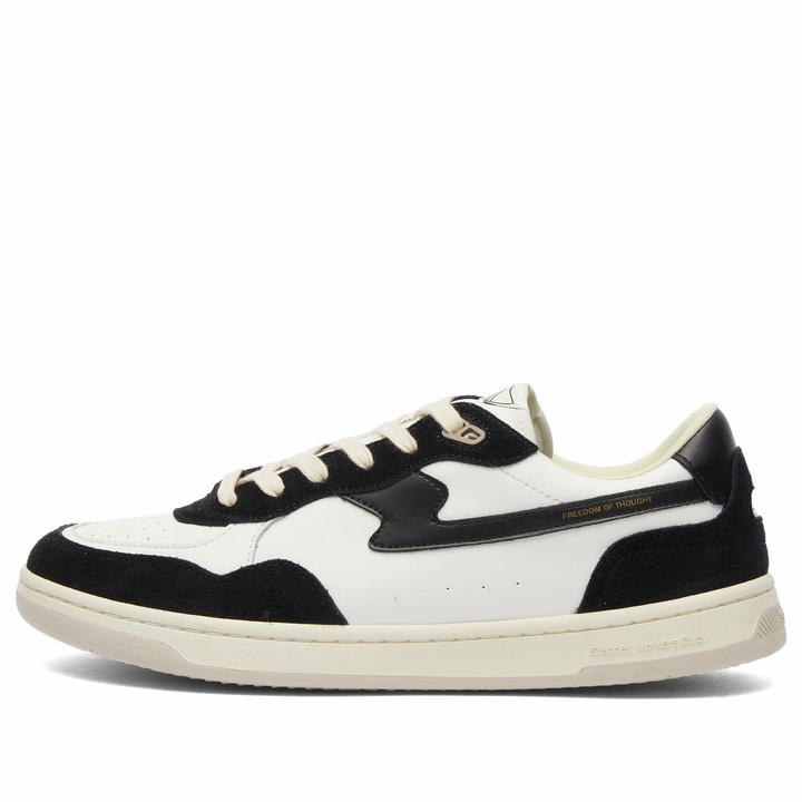 Photo: Stepney Workers Club Men's Pro Cup 01 S-Strike Leather Suede Sneak in Black White