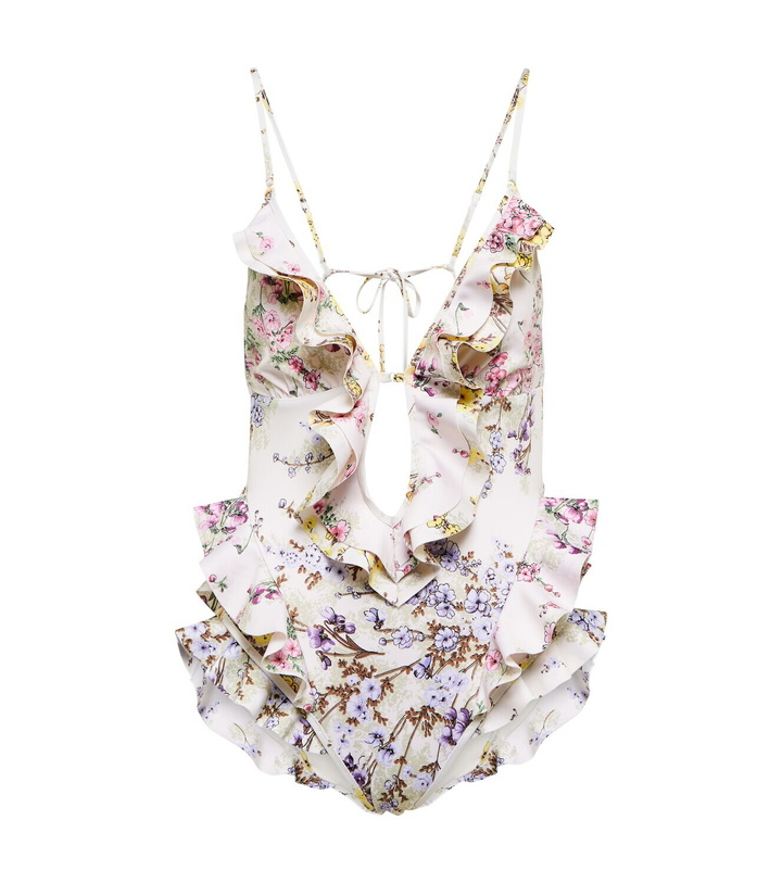 Photo: Zimmermann - Jude ruffle-trimmed floral swimsuit