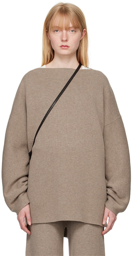 Photo: Lauren Manoogian Taupe Boat Neck Sweater