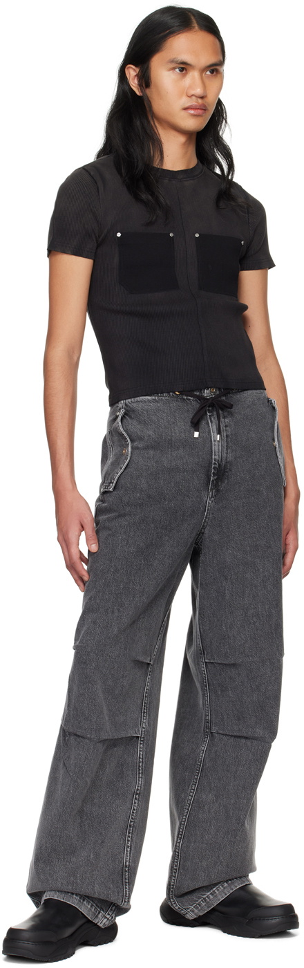 Dion Lee Black Sprayed Shrunken Rivet T-Shirt