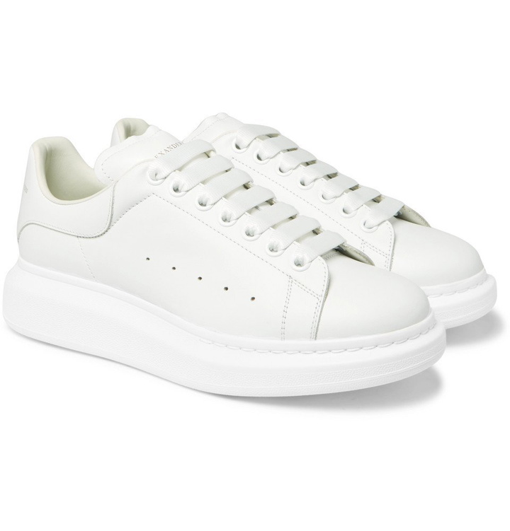 Photo: Alexander McQueen - Exaggerated-Sole Leather Sneakers - Men - White