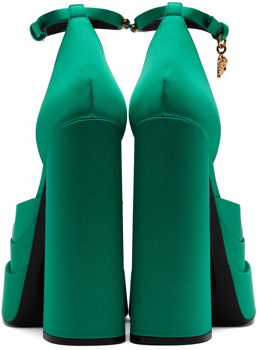 Versace Green Medusa Aevitas Platform Heels