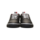 Thom Browne Black Leather 4-Bar Sneakers