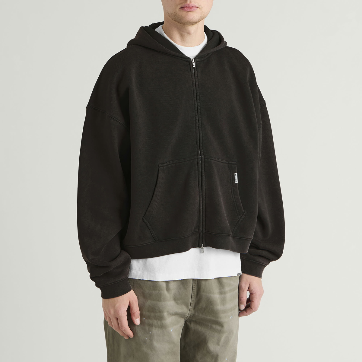 Represent Men's Initial Boxy Oversized Zip Hoodie in Coffee