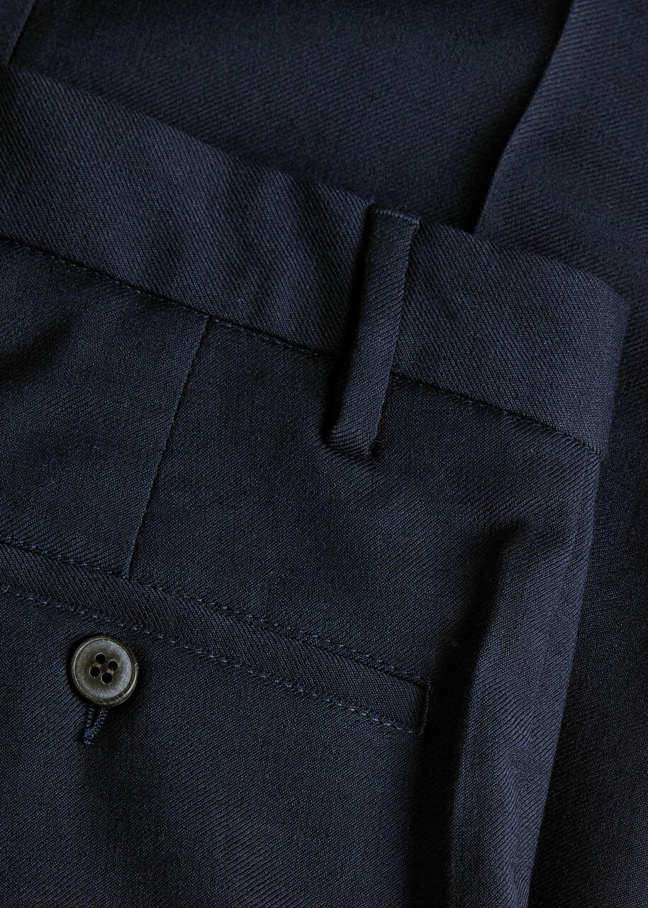 Sunspel Straight-leg Wool Trousers Navy
