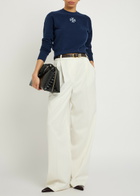 Tory Burch Logo Wool-blend Jumper Navy