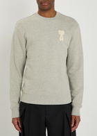 Ami Paris Logo-appliquéd Cotton Sweatshirt Grey