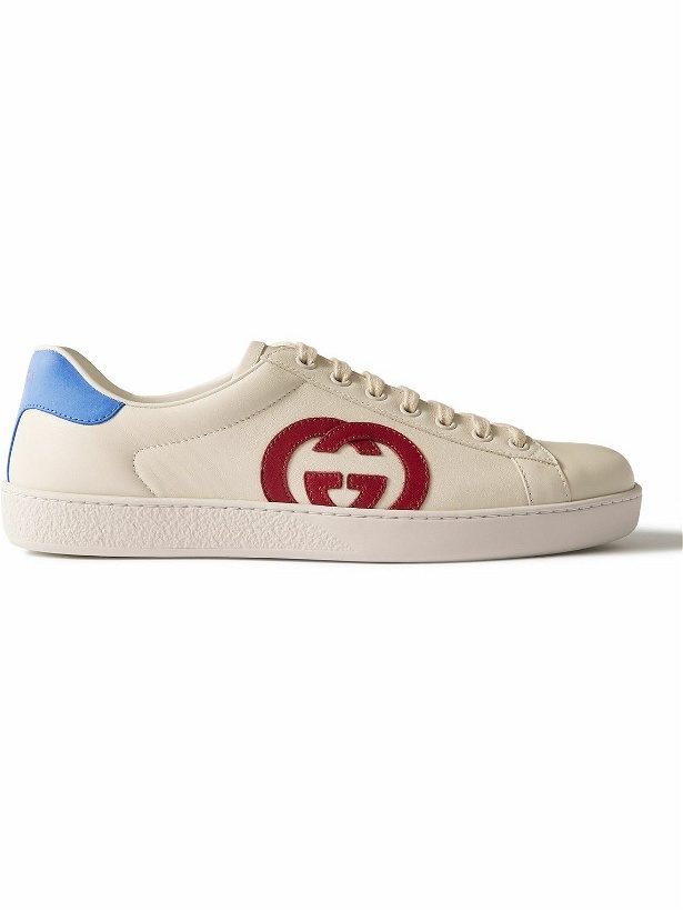 Photo: GUCCI - Ace Suede-Trimmed Leather Sneakers - White