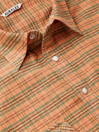 Auralee - Checked Silk and Cotton-Blend Flannel Shirt - Orange