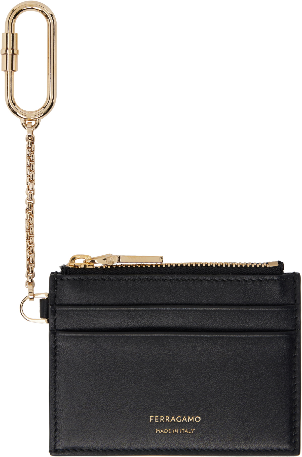 Ferragamo Black Keychain Card Holder