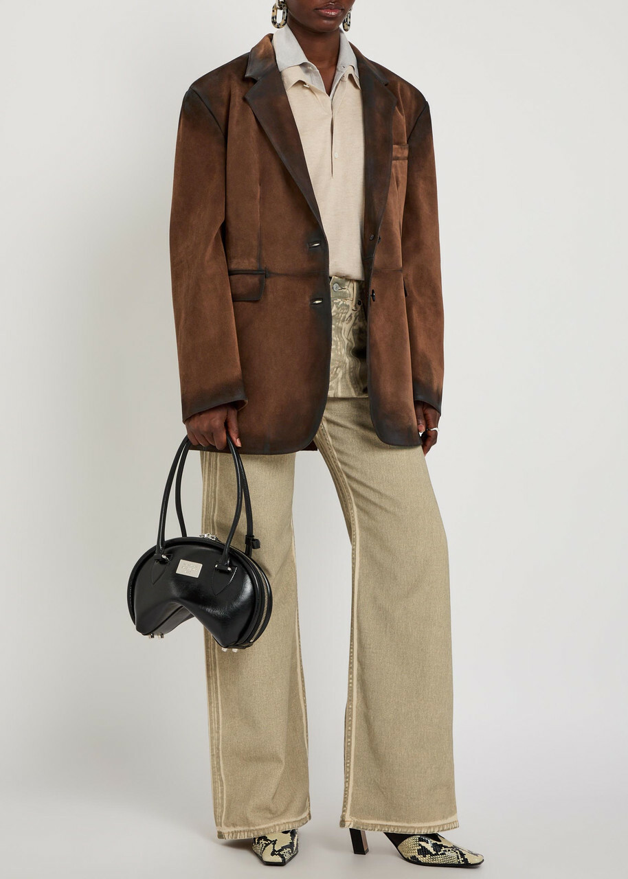 Acne Studios Distressed Suede Blazer Brown