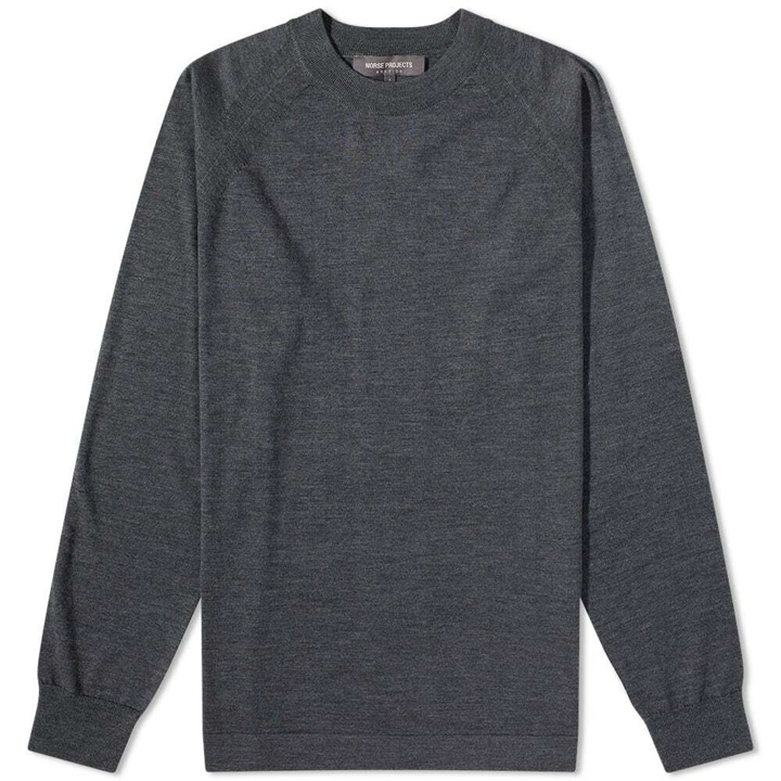Photo: Norse Projects Men's Tech Merino Crew Knit in Charcoal Melange