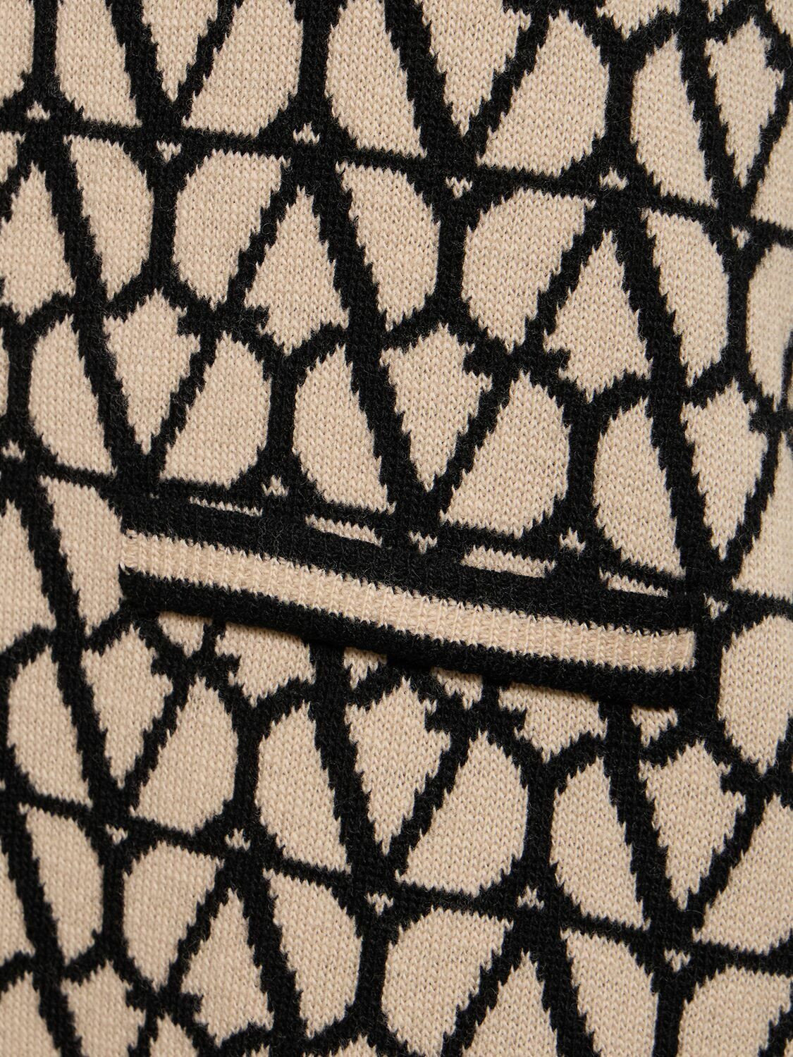 VALENTINO - Wool Knit Logo Short Sleeve Mini Dress