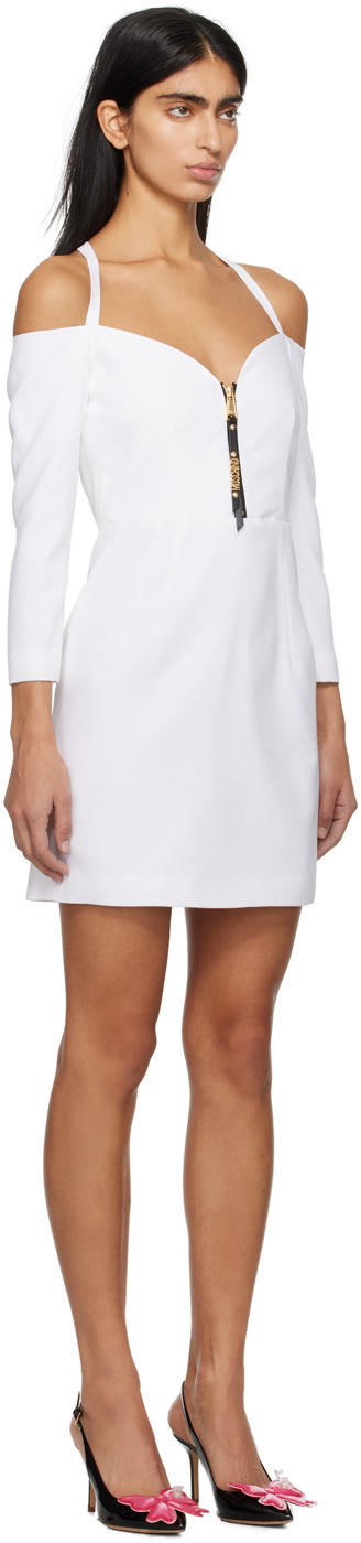Moschino White Lurex-Detail Tulle Dress